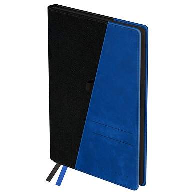 Ежедневник недатированный, А5, 136л., твердый переплет, кожзам, BG "Tandem. Black-blue", черный/синий, цветной срез, карман (арт. 369929)