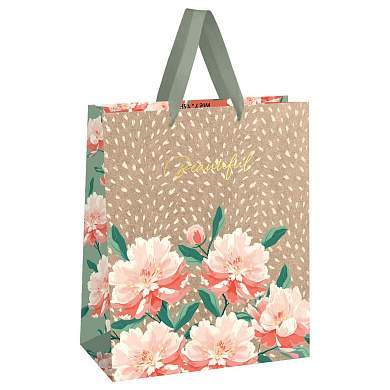 Пакет подарочный 33*42*12см MESHU "Flowers", фольга, крафт (арт. 371090)