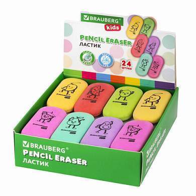 Ластик BRAUBERG KIDS "Fruits", 50х23х10 мм, пастельные цвета ассорти, 272674 (арт. 272674)