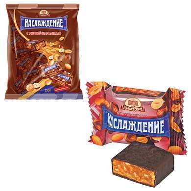 Конфеты шоколадные БАБАЕВСКИЙ "Наслаждение", мягкая карамель с орехами, 250 г, пакет, ББ10589 (арт. 620845)