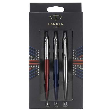 Набор Parker "Jotter London Trio": шариковая ручка + гелевая ручка + механический карандаш, подарочная упаковка, европодвес (арт. 351128)
