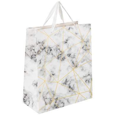 Пакет подарочный (1 штука) 26x13x33 см, ЗОЛОТАЯ СКАЗКА "Golden Marble", тиснение фольгой, 608251 (арт. 608251)