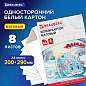 Картон белый А4 немелованный (матовый), 8 листов, в папке, BRAUBERG, 200х290 мм, "Барсик 1", 129902 (арт. 129902)