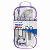 Готовальня BRAUBERG SCHOOL KIT, 11 предметов, циркуль 115 мм, циркуль 125 мм, чертежные принадлежности, лавандовый цвет, 210714 (арт. 210714)