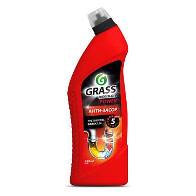 Средство для прочистки канализационных труб 750 мл GRASS DIGGER-GEL POWER, гель, щелочное, 125181 (арт. 702615)