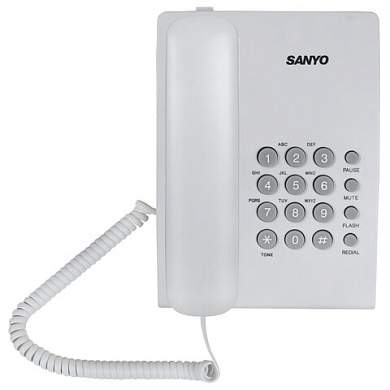 Телефон проводной SANYO RA-S204W, тональный / импульсный режим, повтор, белый (арт. 263238)