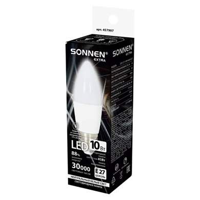 Лампа светодиодная SONNEN EXTRA, 10 (85) Вт, Е27, свеча, нейтральный белый, 30000 ч, LED C37-10W-4000-Е27, 457907 (арт. 457907)