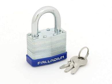 PALLADIUM 901S-50 Замок навесной, Корпус Ш50*В37мм, Дужка d=8мм, Ш24*В27мм, 3 англ.ключа, сталь (BL) (арт. 675182)