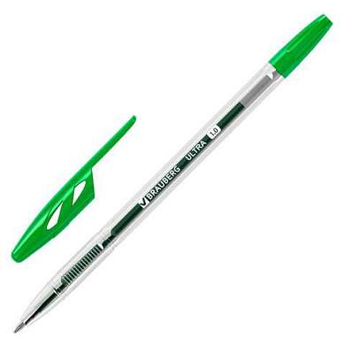 Ручка шариковая BRAUBERG "ULTRA", ЗЕЛЕНАЯ, узел 1 мм, чернила ГЕРМАНИЯ, наконечник ШВЕЙЦАРИЯ, 143561 (арт. 143561)