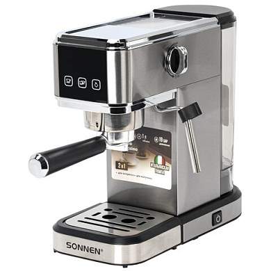Кофеварка рожковая SONNEN CM-2033, ручной капучинатор, сенсор, 1 л, 1350 Вт, 19 бар, 457883 (арт. 457883)