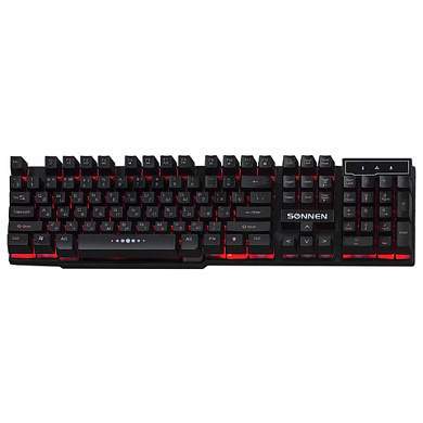 Клавиатура проводная SONNEN KB-7010, USB, 104 клавиши, LED-подсветка, черная, 512653 (арт. 512653)
