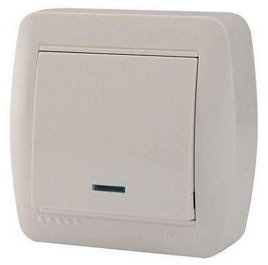 Lezard DEMET выкл. ОУ 1 кл. 10А (инд.) бел. (основание PBT, корпус PC) 711-0200-111 (арт. 499743)