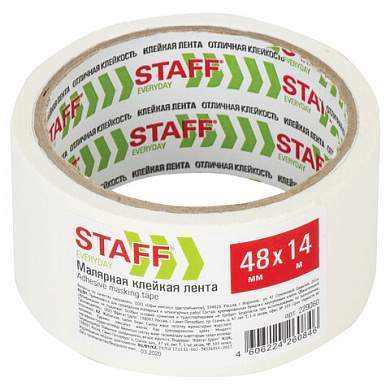 Клейкая лента малярная креппированная 48 мм x 14 м, STAFF, 229060 (арт. 229060)