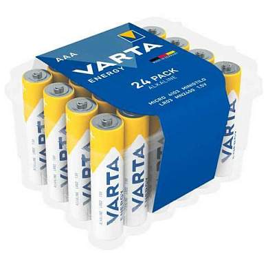 Батарейки алкалиновые "мизинчиковые" КОМПЛЕКТ 24 шт., VARTA ENERGY, ААА (LR03,15А), пластиковый бокс, 4103229224 (арт. 457403)