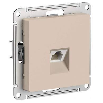 Schneider AtlasDesign мех. розетка комп. СУ 1 мест. песочный (пл.осн., RJ45, кат. 5Е) ATN001283 (5!) (арт. 852308)