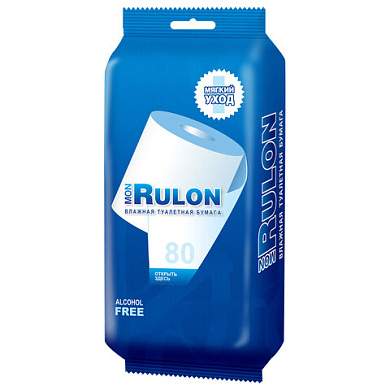 Бумага туалетная влажная смываемая 80 шт., MON RULON, 48124 (арт. 118753)