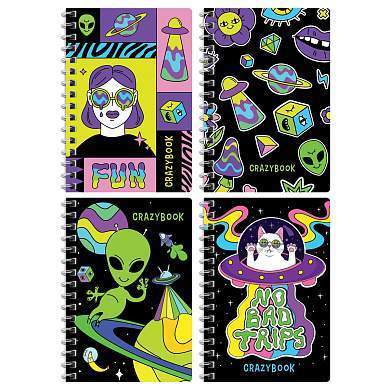 Записная книжка А6 80л. на гребне BG "Crazy neon" (арт. 362329)