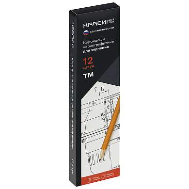 Карандаш ч/г Красин для черчения ТМ (НВ), шестигр., заточен. (арт. 378908)