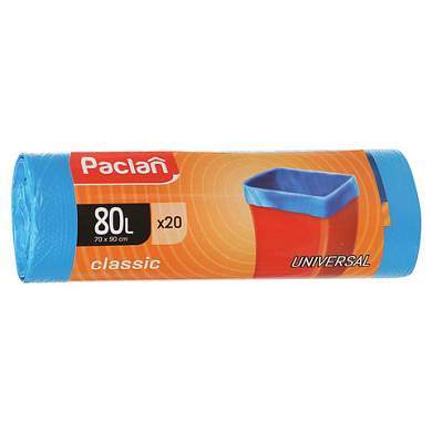Мешки для мусора 80 л, синие, в рулоне 20 шт., ПНД, 12 мкм, 70х90 см, PACLAN "Classic", 402054 (арт. 606335)