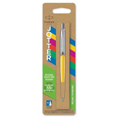 Ручка шариковая Parker "Jotter Yellow CT" синяя, 1,0мм, кнопочн., пластик. корпус, блистер (арт. 295246)