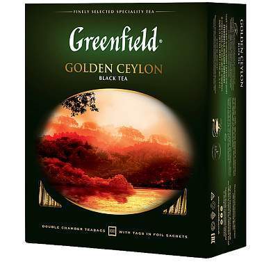 Чай Greenfield "Golden Ceylon", черный, 100 фольг. пакетиков по 2г (арт. 159086)