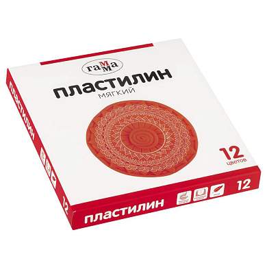 Пластилин Гамма, 12 цветов, 240г, со стеком, картон. упаковка (арт. 371193)