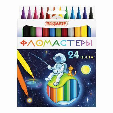 Фломастеры ПИФАГОР "Космическая одиссея", 24 цвета, вентилируемый колпачок, 152446 (арт. 152446)