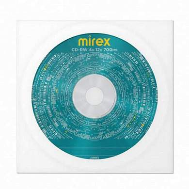 Диск CD-RW MIREX, 700 Мб, 4-12x, бумажный конверт, 1 штука, UL121002A8C (арт. 514018)