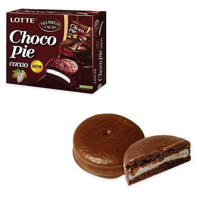 Печенье LOTTE "Choco Pie Cacao" ("Чоко Пай Какао"), глазированное, картонная упаковка, 336 г, 12 шт. х 28 г (арт. 620901)