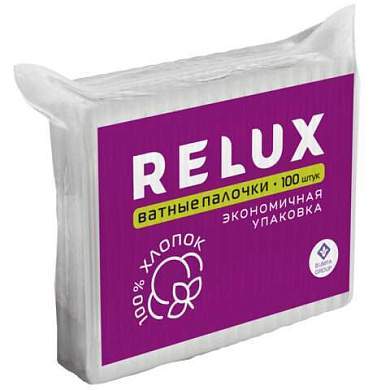 Ватные палочки 100 шт., RELUX, пакет, ш/к 82800, 1205 (арт. 117581)
