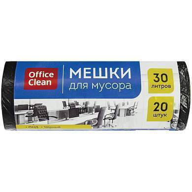 Мешки для мусора 30л OfficeClean ПНД, 48*58см, 8мкм, 20шт., черные, в рулоне (арт. 243961)