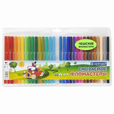 Фломастеры 30 ЦВЕТОВ CENTROPEN "Washable", смываемые, вентилируемый колпачок, 7790/30TP, 7 7790 3085 (арт. 152077)