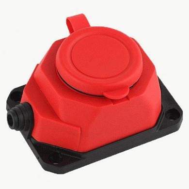 AY-KA (АЙКА) колодка ОУ двойная 1 гн. каучук 2P+PE 1x16A 220-240V IP44 красная (арт. 821231)