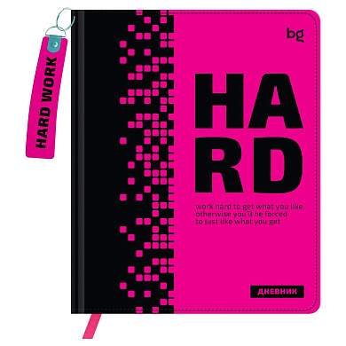 Дневник 1-11 кл. 48л. (твердый) BG "Hard. Pink", иск. кожа, печать, брелок, ляссе (арт. 376671)