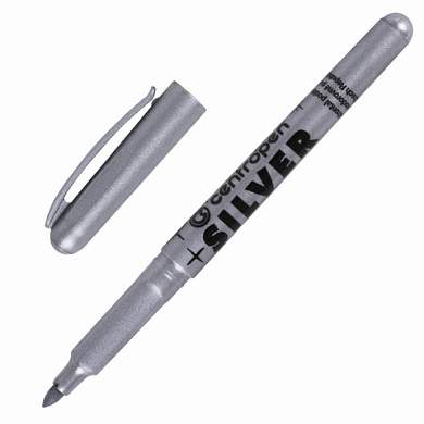 Маркер для декорирования СЕРЕБРЯНЫЙ CENTROPEN, круглый наконечник, 1,5-3 мм, 2690, 6 2690 0194 (арт. 150321)