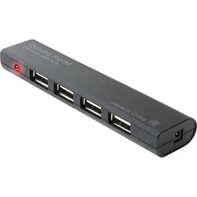 Хаб USB 2.0, 4 порта, черный, DEFENDER QUADRO PROMT, 83200 (арт. 512028)