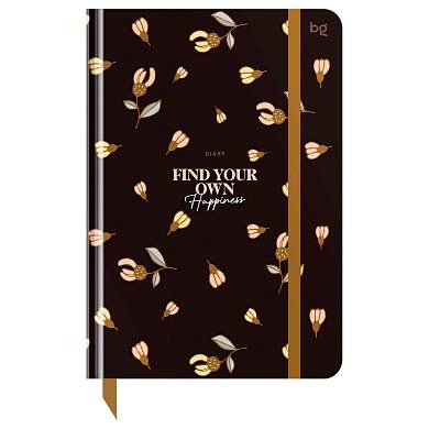 Ежедневник недатированный А5, 136л., 7БЦ BG "Flowery. Black", глянцевая ламинация, отд.фольгой (арт. 376415)