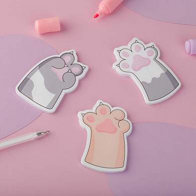Самоклеящийся блок фигурный MESHU "Paws", 40л., европодвеc, ассорти (арт. 362689)
