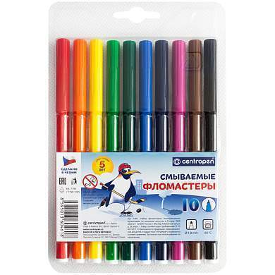 Фломастеры Centropen "Washable", 10цв., смываемые, блистер (арт. 141793)
