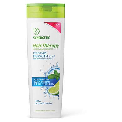 Шампунь-бальзам 400мл SYNERGETIC HAIR THERAPY "Против перхоти 2 в 1", мята и лайм, ш/, 701409 (арт. 701897)