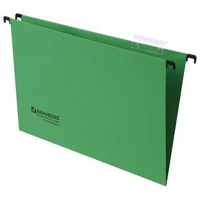 Подвесные папки А4/Foolscap (406х245 мм), до 80 листов, КОМПЛЕКТ 10 шт., зеленые, картон, BRAUBERG, 231795 (арт. 231795)