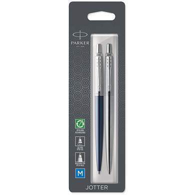 Набор Parker "Jotter London": шар. ручка Blue + гел. ручка Stainless Steel, 1,0мм, кнопочн., блистер (арт. 347617)