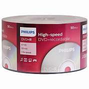 Диски DVD+R (плюс) PHILIPS, 4,7 Гб, 16x, Bulk (термоусадка без шпиля), КОМПЛЕКТ 50 шт., DR4S6U50F/97 (арт. 514202)