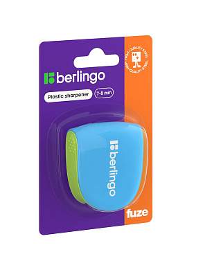 Точилка пластиковая Berlingo "Fuze Ergo" 1 отверстие, контейнер, голубая, блистер (арт. 381622)