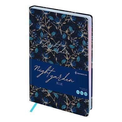 Ежедневник недатированный, А5, 136л., кожзам, Greenwich Line "Night garden. Blue", тон. блок (арт. 342850)