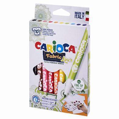 Маркеры для ткани CARIOCA "Fabric", 10 цветов, круглый наконечник 2,6 мм, 42909 (арт. 151916)