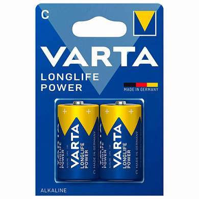 Батарейки алкалиновые КОМПЛЕКТ 2 шт., VARTA LONGLIFE POWER, C (LR14, 14А), блистер, 4914121412 (арт. 457410)