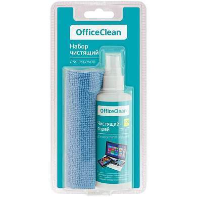 Чистящий спрей OfficeClean для всех типов экранов и мониторов, в комплекте салфетка из микрофибры (арт. 307371)