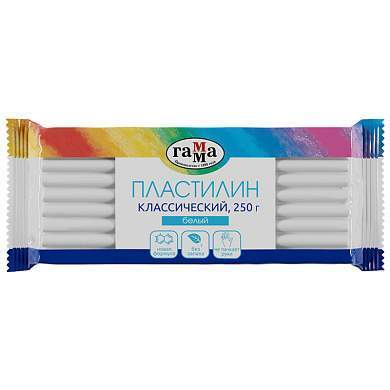 Пластилин Гамма "Классический", белый, 250г (арт. 274068)