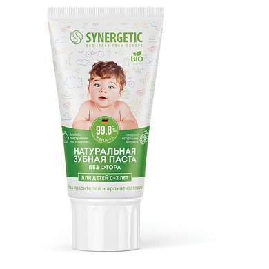 Зубная паста детская 50 г, SYNERGETIC, липа и ромашка, от 0 до 3 лет, натуральная, 201008 (арт. 701878)